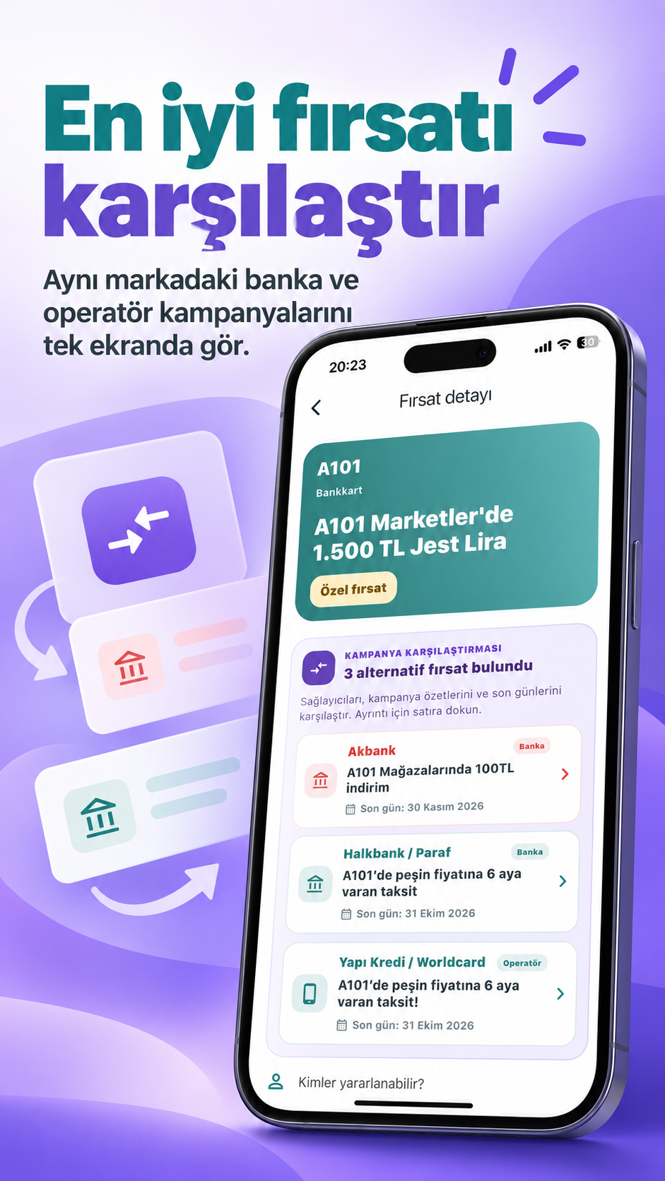 Kampanyaları karşılaştırma ekranı