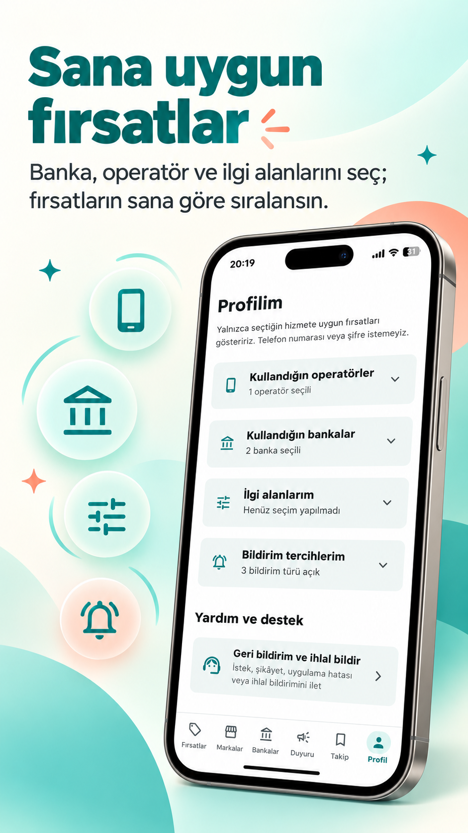 CebinBilir kişiselleştirilmiş fırsatlar ekranı