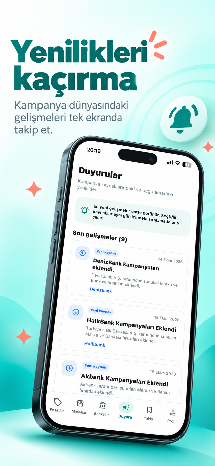 Takip ve bildirim ekranı